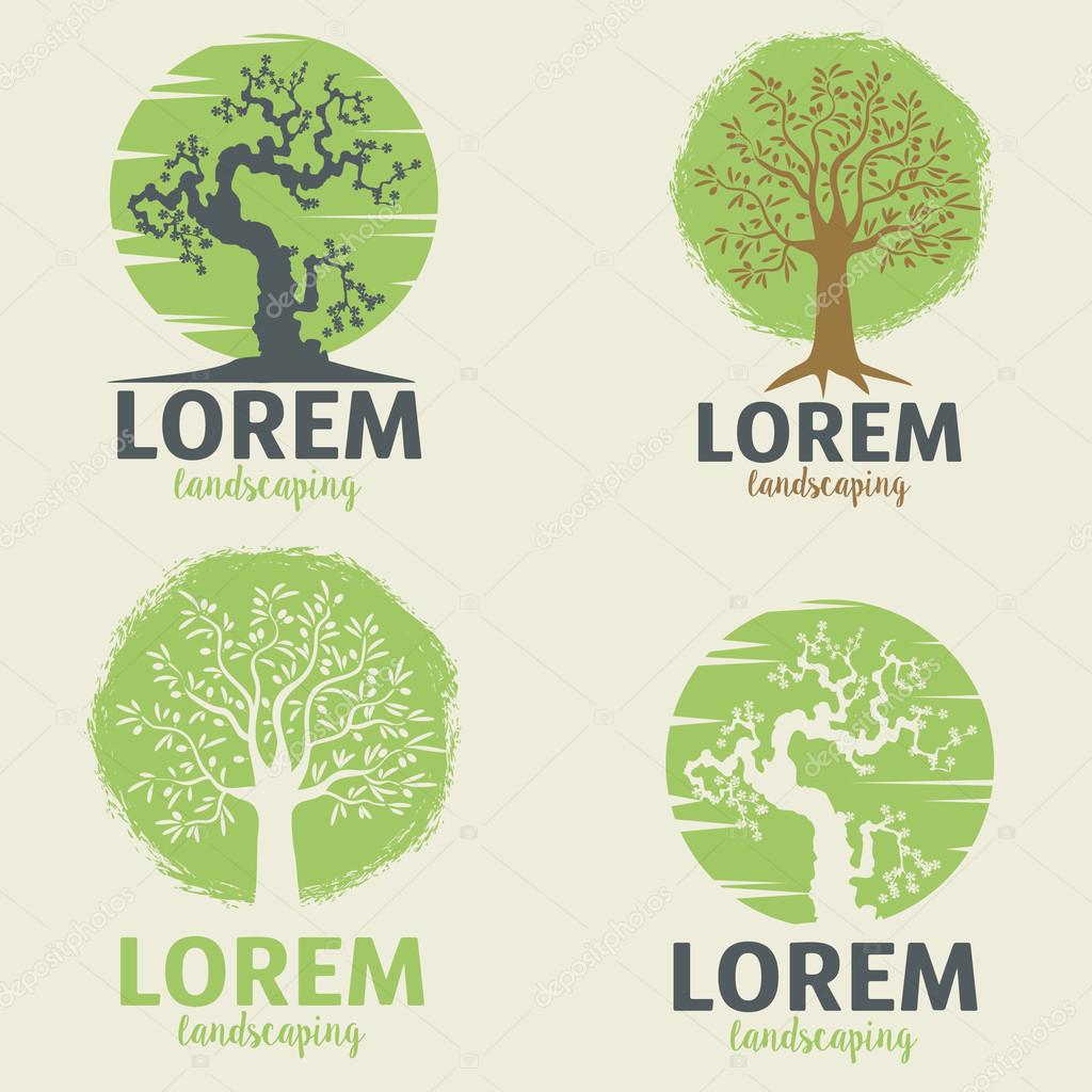 landscaping logo templates eco lifestyle sign template ストック