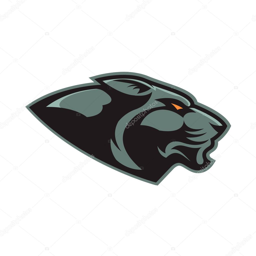 Puma head. Sport team or club mascot. Design element for logo, label, emblem, sign, badge. Vector illustration.