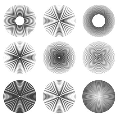 Ses dalgaları kümesi soyut simgeleri çalar. Vektördeki tasarım öğeleri