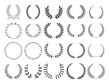 Vektör Çelenk seti. Logo, etiket, amblem için tasarım öğeleri, 