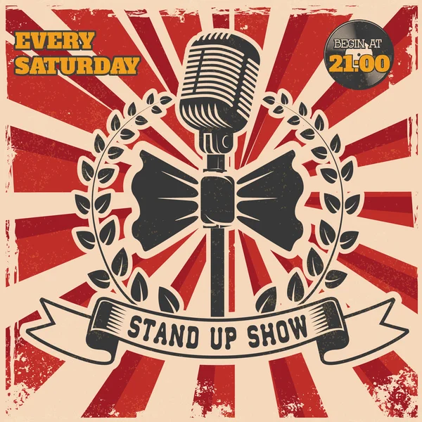 Retro Stand Up Comedy Show Vintage Plakatvorlage. — Stockvektor