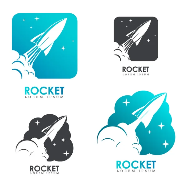 Rocket. Set van logo templates met raket lancering. — Stockvector