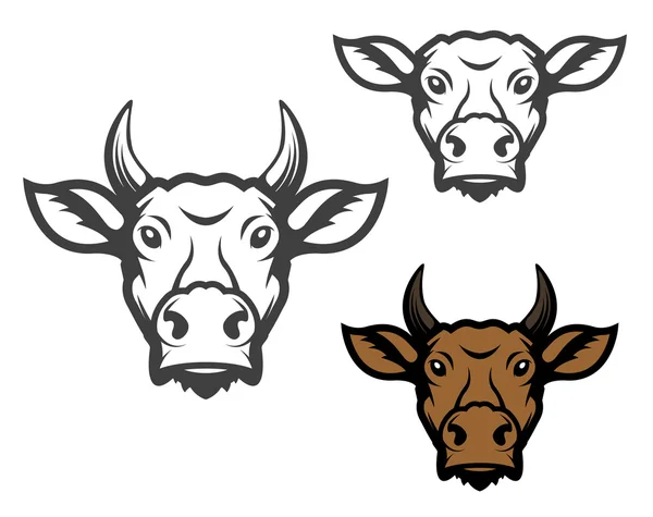 Set van koe hoofden. — Stockvector