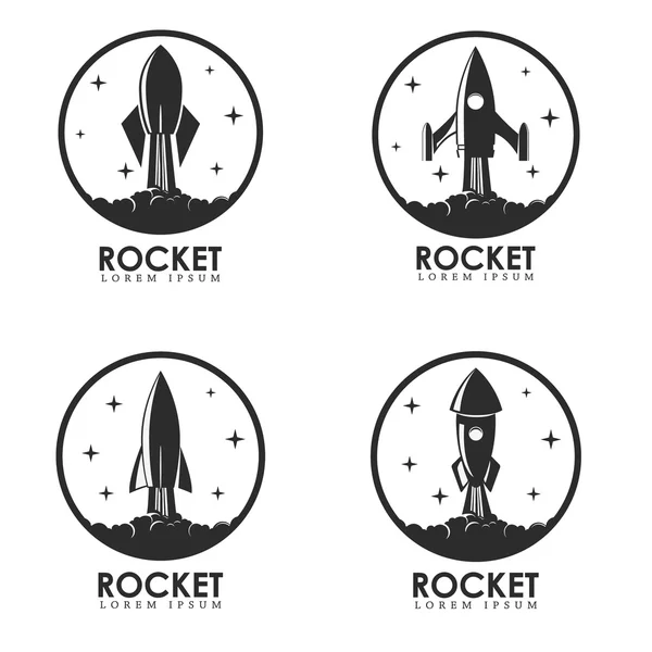 Rocket. Set of logo templates with rocket launch. — Stock Vector