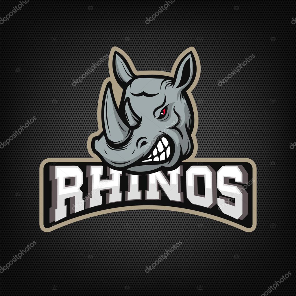Rhinos. sport team emblem. Design element for logo, label, emblem, sign.  Vector illustration.