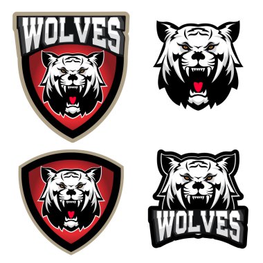 Wolf illustration. Angry Wolves, sport club or team emblem templ