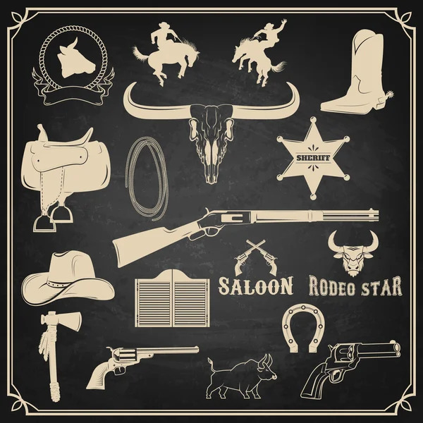 Wild west. Cowboy design elements.  Rodeo. Graphics elements for — Διανυσματικό Αρχείο