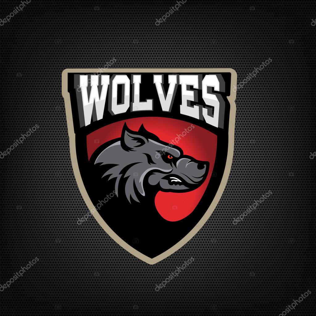 Wolves. sport team emblem. Design element for logo, label, emblem, sign.  Vector illustration.