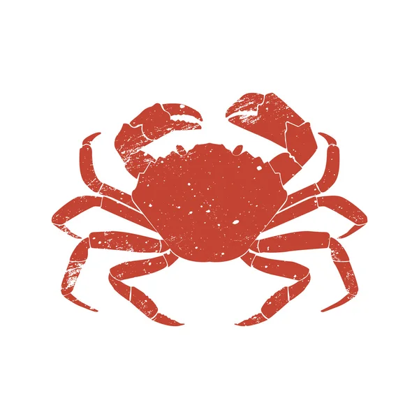 Silhouette grunge de crabe isolée sur fond blanc . — Image vectorielle