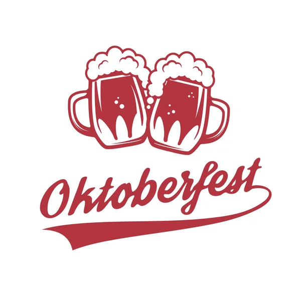Ekim festivali. Beyaz arka planda izole iki vintage bira kupa. — Stok Vektör