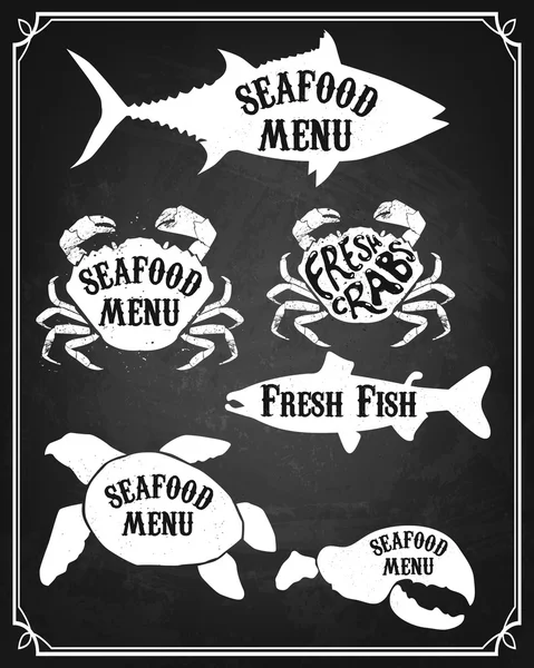 Conjunto de silhueta de peixe. Elementos de design de menu de frutos do mar . — Vetor de Stock