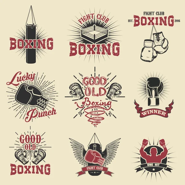 Ensemble des étiquettes, emblèmes et éléments de design du club de boxe . — Image vectorielle