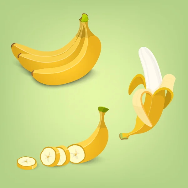 Set of the fresh banana fruit icons. — Stock Vector