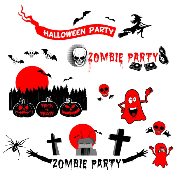 Conjunto de etiquetas de fiesta de Halloween, insignias y elementos de diseño . — Vector de stock