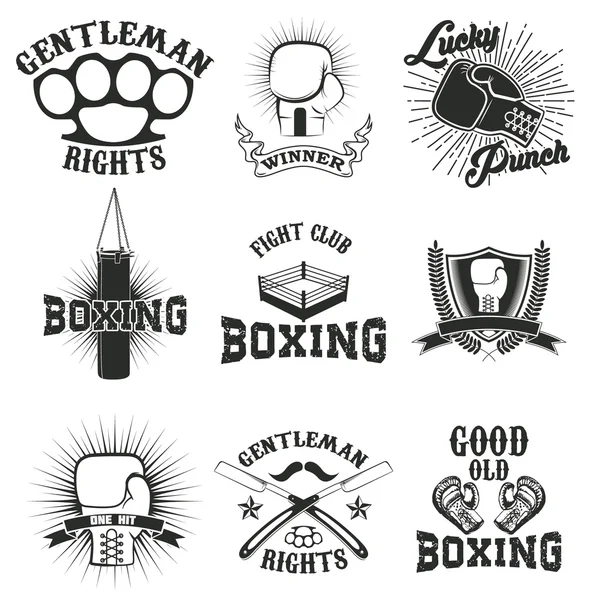 一套拳击俱乐部标签、 标志和设计元素. — 图库矢量图片