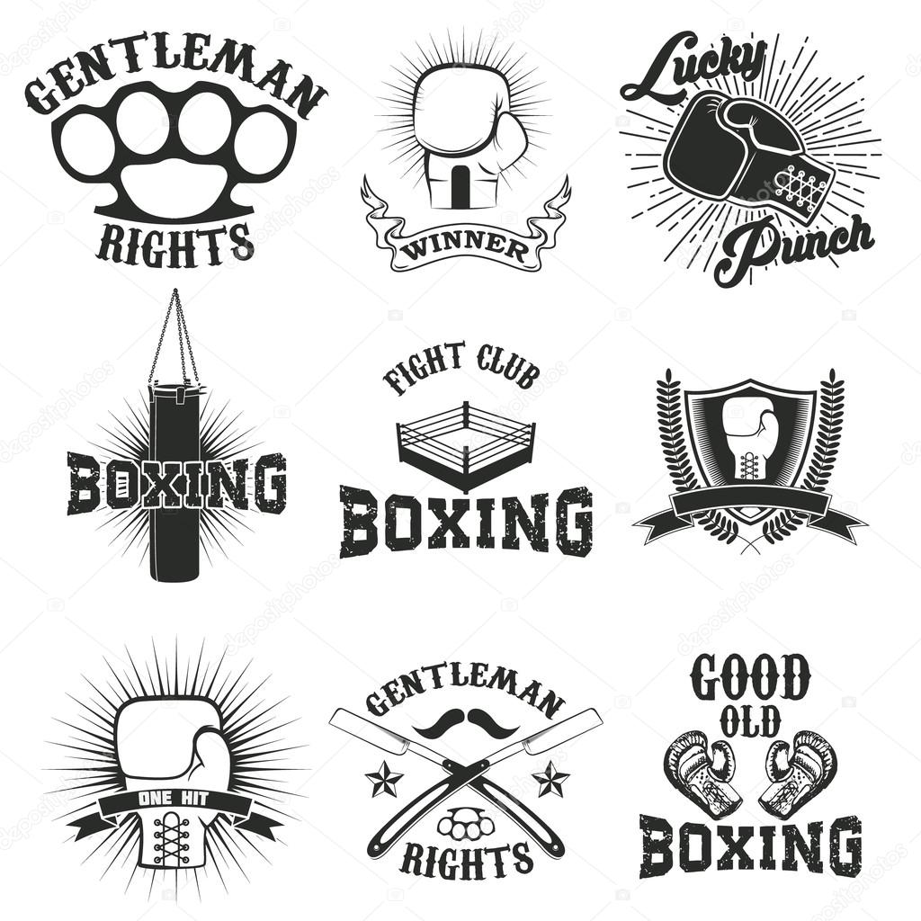 Set of the boxing club labels, emblems and design elements. Vector illustration.