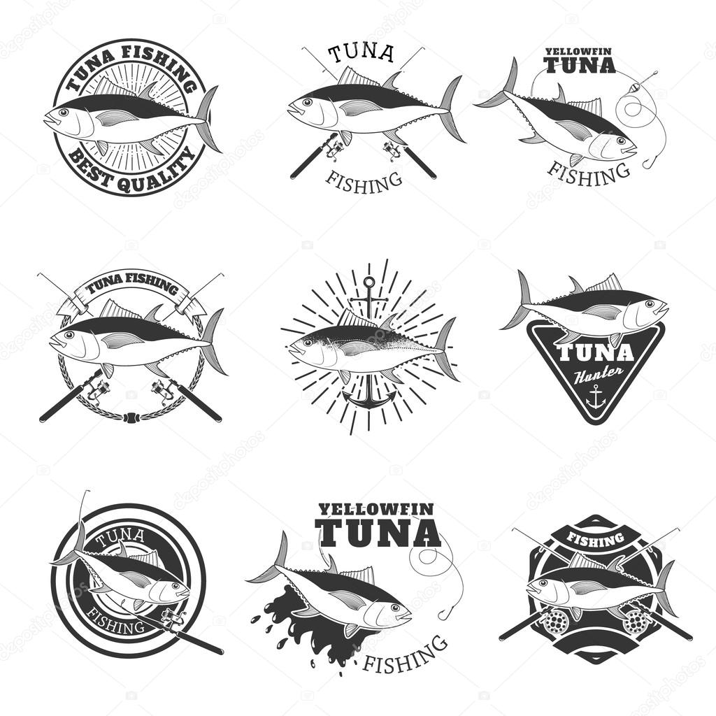 Tuna fishing. Design elements for fishing team emblem. Vector illustration.