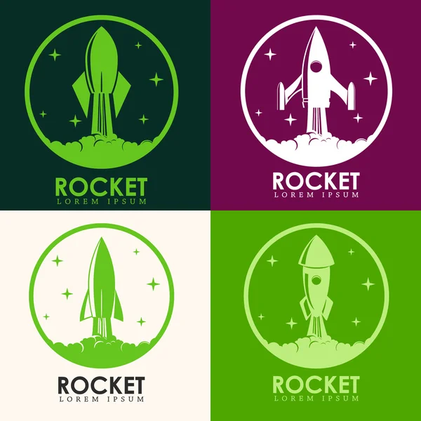 Embleme mit Raketenstart. Designelemente für Logo, Etikett, Emb — Stockvektor