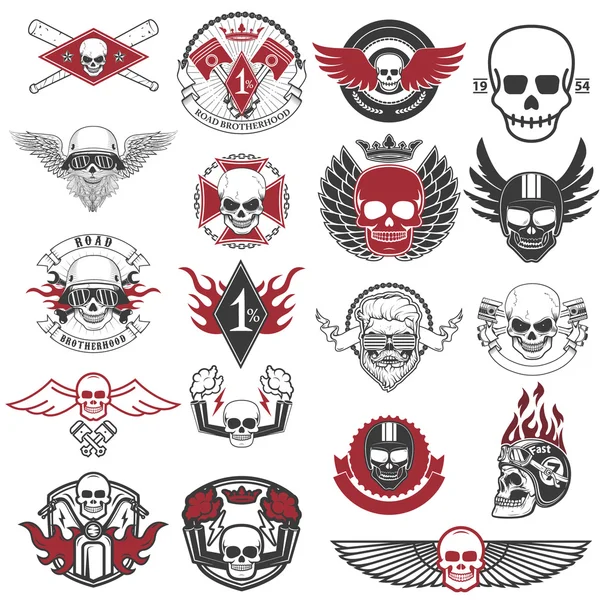 Conjunto de etiquetas de motociclista e emblemas. Corrida de motos . — Vetor de Stock