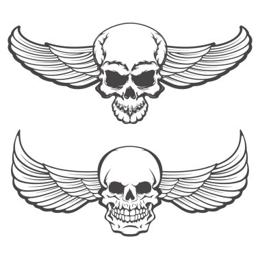 kafatasları kanatlı. T-shirt tasarım öğesi için poster baskı.