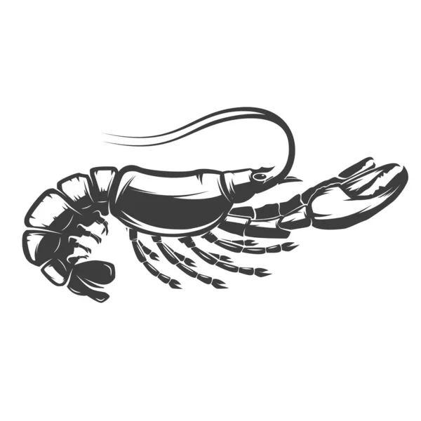 龙虾图标孤立在白色背景 标识的设计元素 — 图库照片