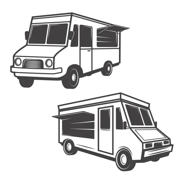 在白色背景下隔离的一组食品卡车 标识的设计要点 — 图库照片