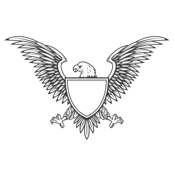 Aquila Con Scudo Isolato Sfondo Bianco Elemento Design Emblema Distintivo — Foto Stock