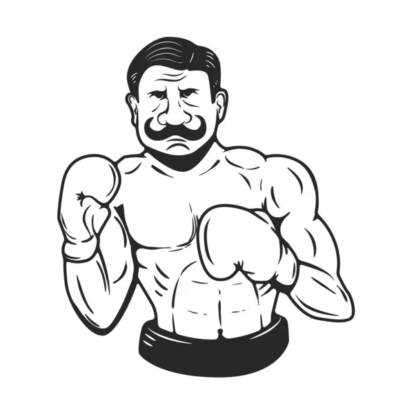 复古风格的拳击手插图 — 图库照片