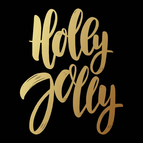 Holly Jolly Frase Letteraria Poster Biglietto Striscione Firma Illustrazione Vettoriale — Vettoriale Stock