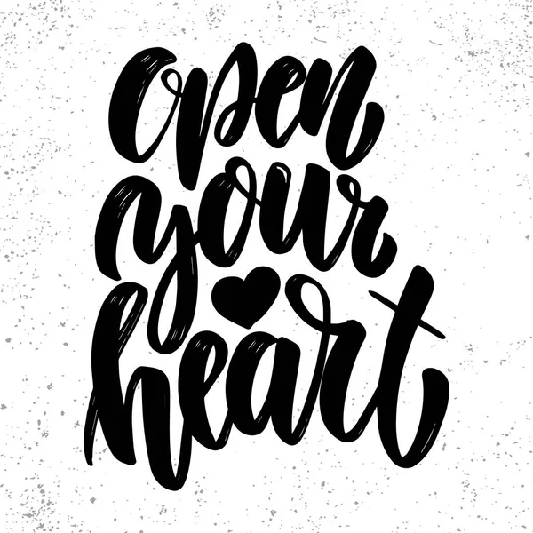 Öffne Dein Herz Schriftzug Hellen Hintergrund Gestaltungselement Für Plakat Karte — Stockvektor