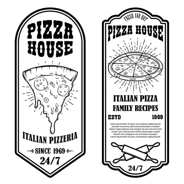 Ensemble Flyers Pizzeria Eléments Design Pour Affiche Carte Bannière Emblème — Image vectorielle