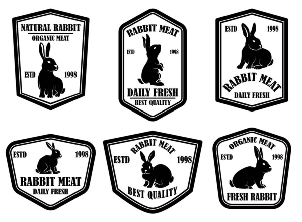 Conjunto Emblemas Carne Conejo Elemento Diseño Para Logo Etiqueta Letrero — Vector de stock