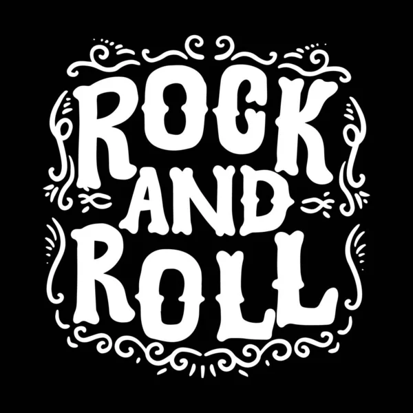 Rock Roll Frase Letras Para Postal Pancarta Letrero Volante Ilustración — Vector de stock