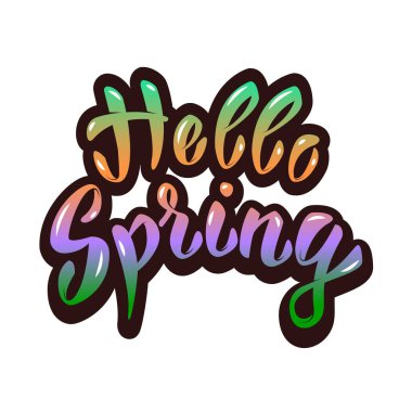 Merhaba bahar. El yazısı cümlesi. Poster ve tebrik kartı için tasarım ögesi.