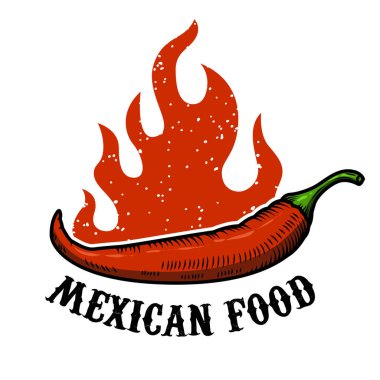 Meksika yemeği. Beyaz arka planda izole edilmiş kırmızı biber. 