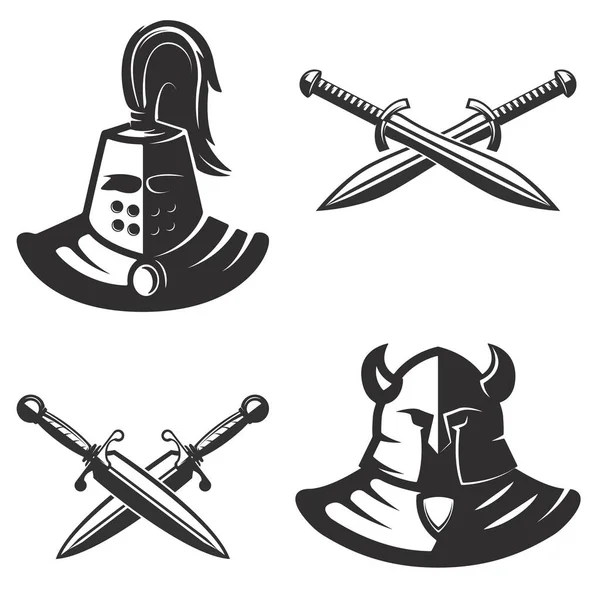 Knight Emblems Template Swords Isolated White Background Design Element Logo — Stock Photo, Image