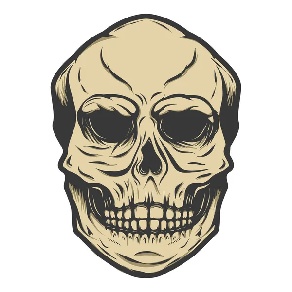 Beyaz Arka Planda Izole Edilmiş Kafatası Çizimi Logo Etiket Amblem — Stok fotoğraf