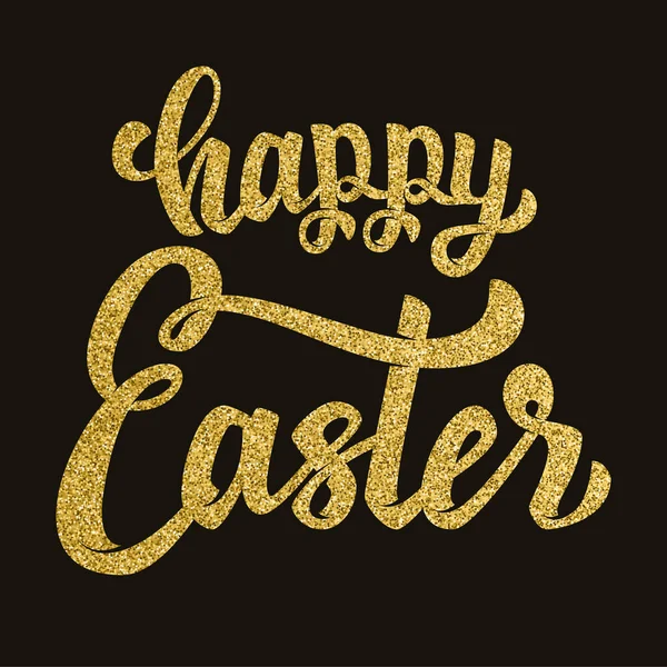 Happy Easter Hand Drawn Lettering Phrase Golden Style Design Element — Stock Photo, Image