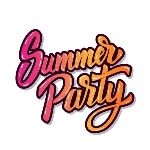 夏天的派对在白色背景上孤立的手绘字母短语 传单的设计元素 — 图库照片