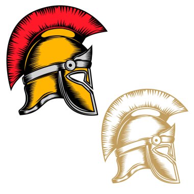 Set of the spartan helmets isolated on white background. Design elements for logo, label, emblem, sign, brand mark.