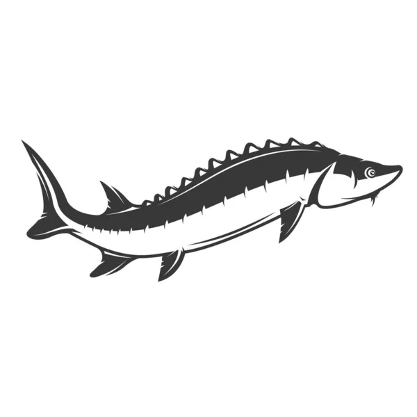 Fresh Seafood Sturgeon Icon White Background Design Element Logo Label —  Fotos de Stock