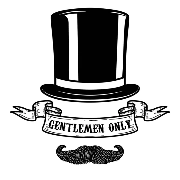 Gentlemen Only Gentleman Hat Mustache Design Element Poster Emblem Sign — Stockfoto