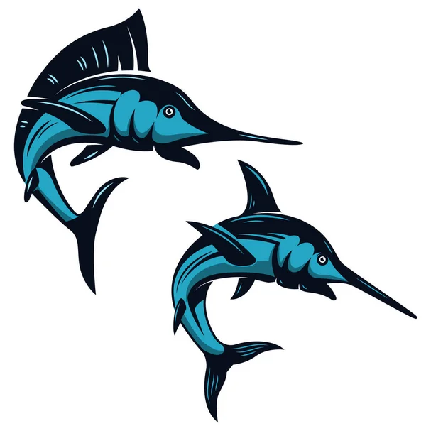 Set Swordfish Icons Isolated White Background Design Elements Emblem Badge — Foto de Stock