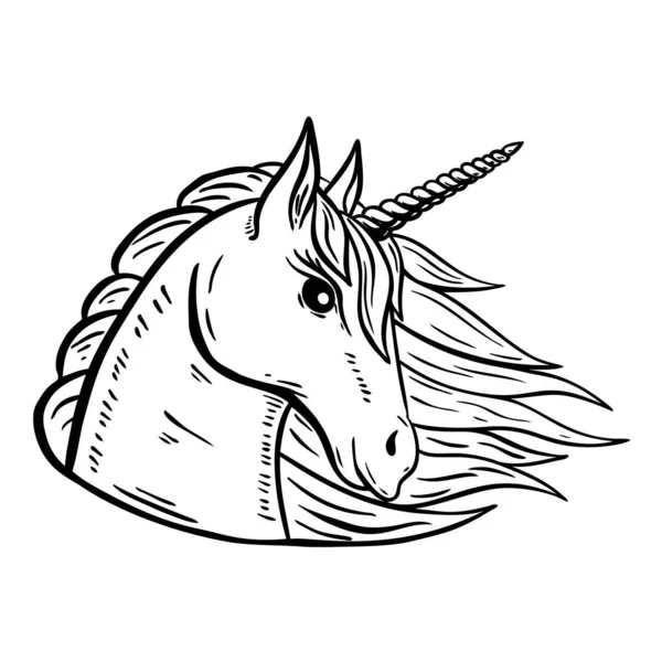 Unicorn Head Hand Drawn Illustration Isolated White Background — Stock Fotó