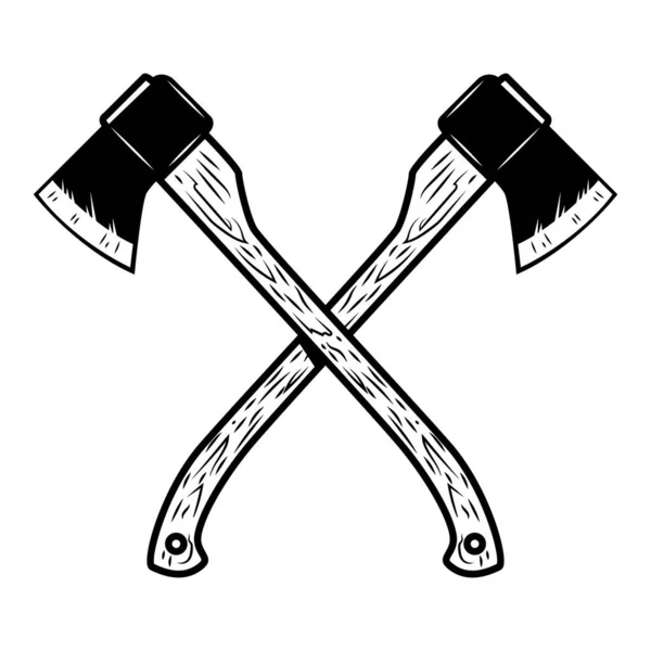 Crossed Lumberjack Axes Isolated White Background Design Element Poster Emblem — 스톡 사진