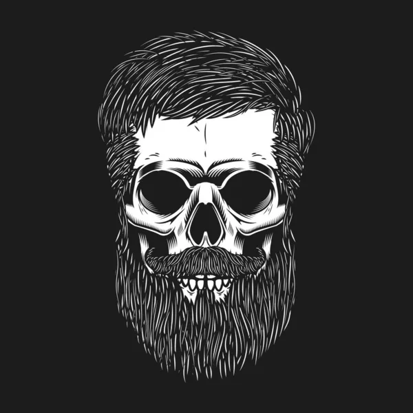 Bearded Skull Dark Background Design Element Poster Emblem Shirt — 图库照片