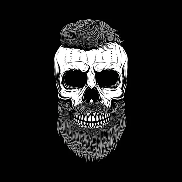 Bearded Skull Dark Background Design Element Poster Emblem Shirt — Stockfoto