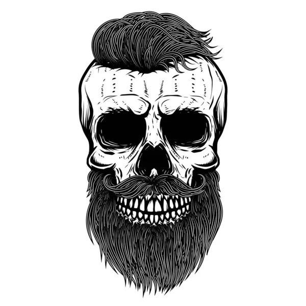Bearded skull. Design element for poster, emblem, t shirt.