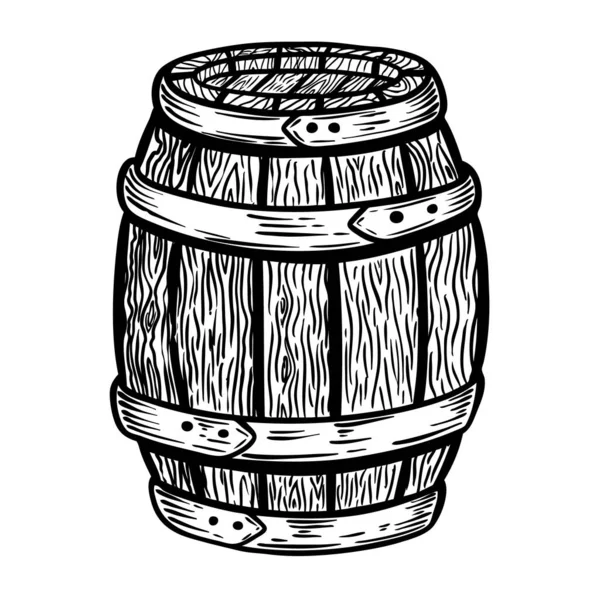 Wooden Barrel Illustration Isolated White Background Design Element Logo Label — Stockfoto