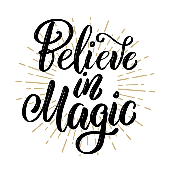 Believe Magic Hand Drawn Motivation Lettering Quote Design Element Poster — ストック写真